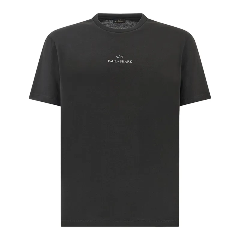 Light cotton jersey T-shirt with print, Man, Black Beauty-ruthenium, Size: M made by Paul & Shark