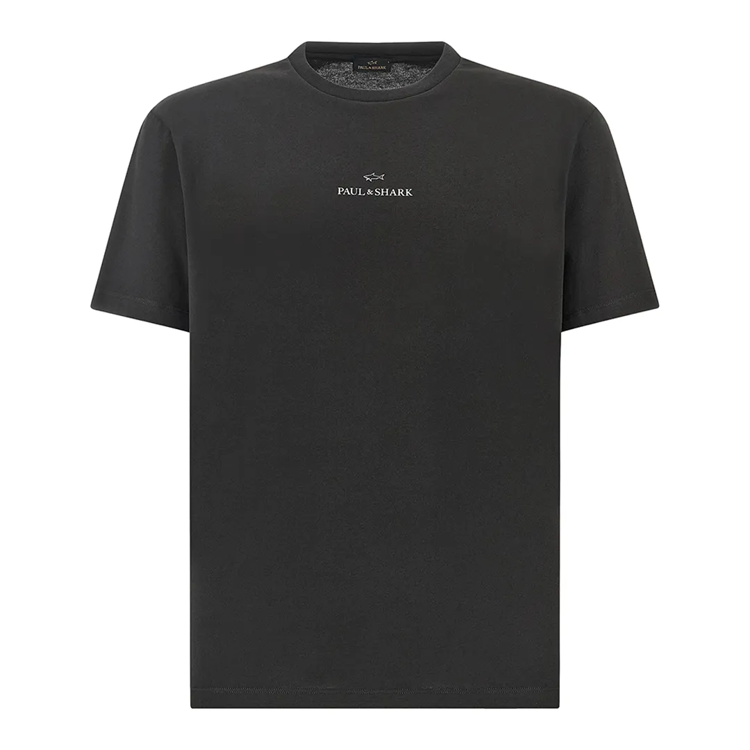 Light cotton jersey T-shirt with print, Man, Black Beauty-ruthenium, Size: M sold by Paul & Shark