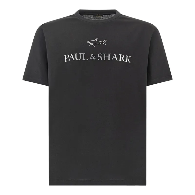 Light cotton jersey T-shirt with print, Man, Black Beauty-ruthenium, Size: XXL made by Paul & Shark