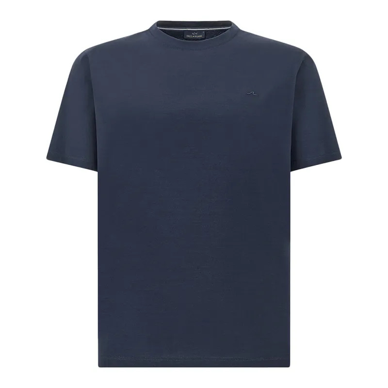 Cotton jersey T-shirt with Shark Fin embroidery, Man, Blue, Size: XL made by Paul & Shark