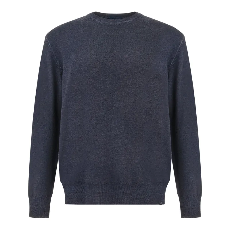 Wool crew‑neck sweater, garment dyed, Man, Blue, Size: S made by Paul & Shark