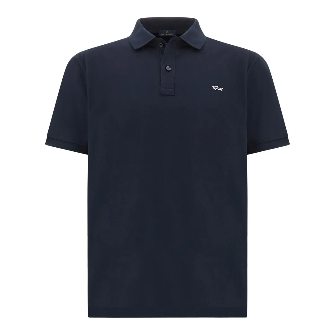 Double Piqué cotton polo shirt with Shark embroidery, Man, Blue, Size: XXL sold by Paul & Shark