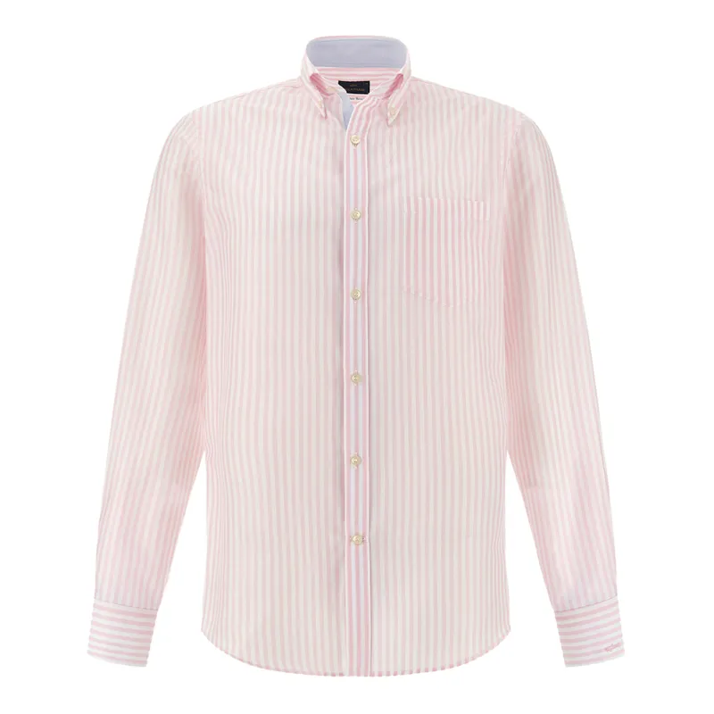 Summer Breeze cotton shirt with striped pattern, Man, Rows White Pink, Size: 044 made by Paul & Shark