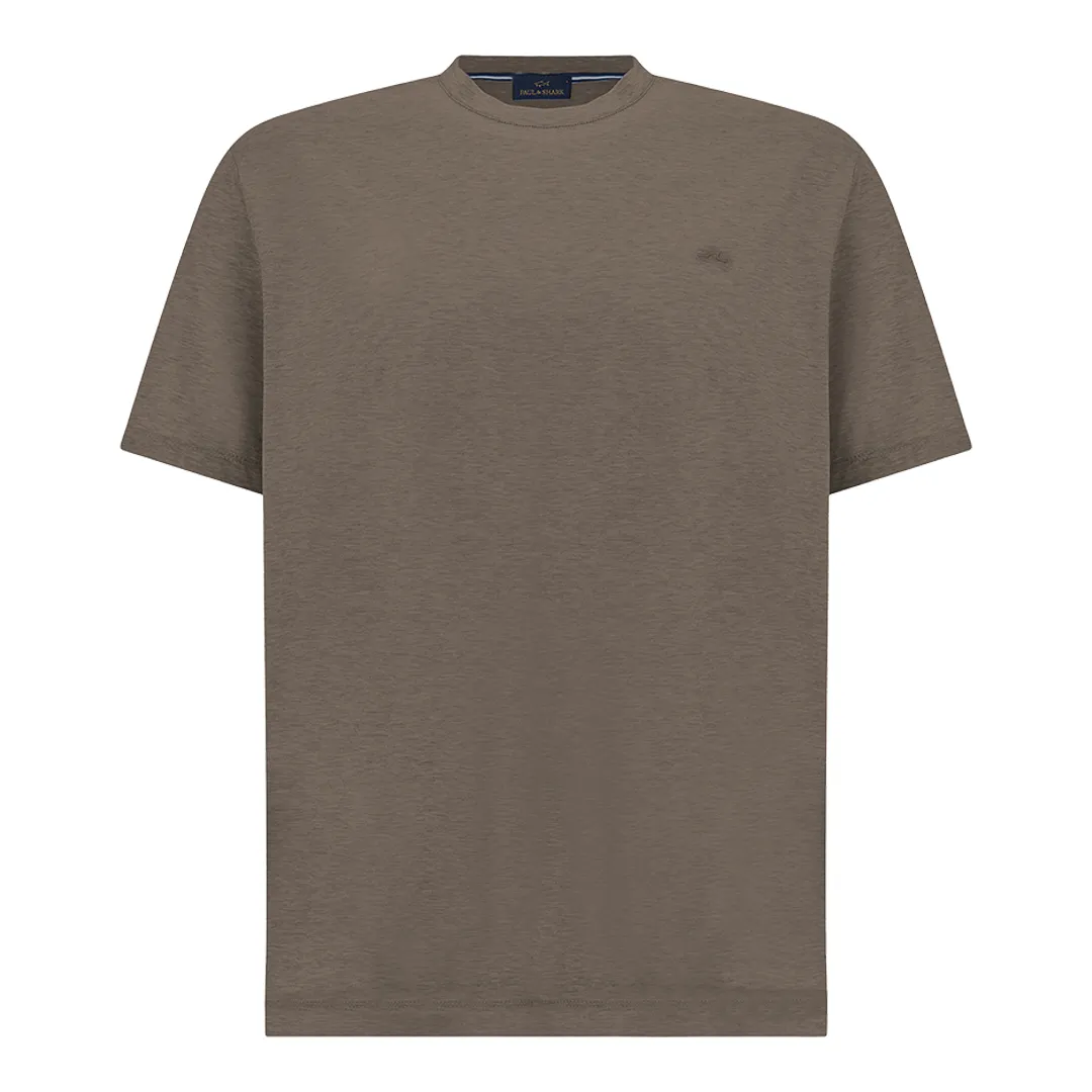 Cotton jersey T-shirt with Shark Fin embroidery, Man, Morel, Size: S sold by Paul & Shark