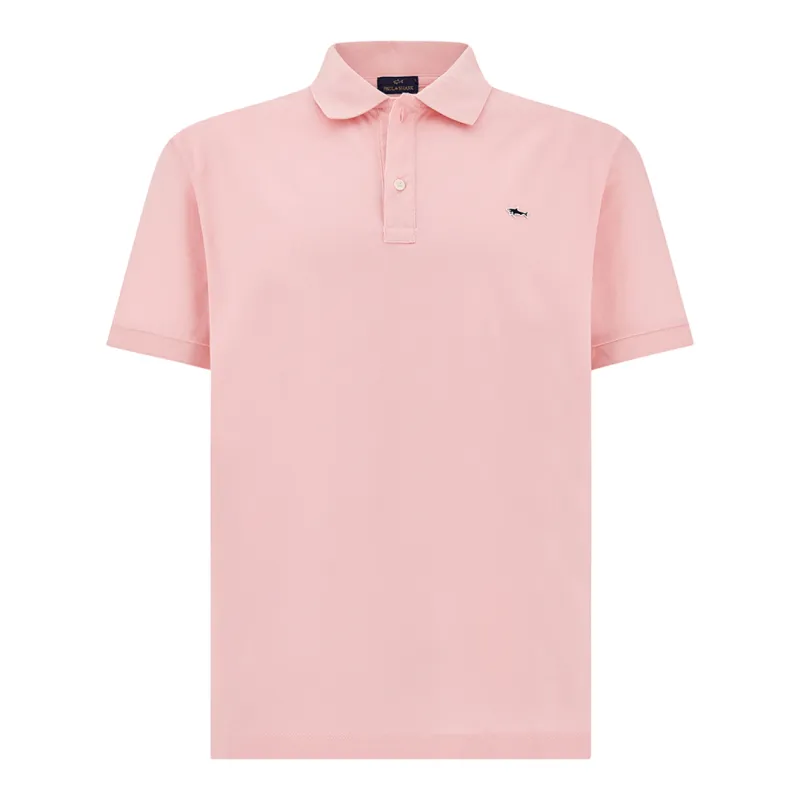 Double Piqué cotton polo shirt with Shark embroidery, Man, Light Pink, Size: L made by Paul & Shark