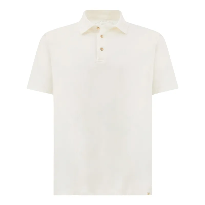Polo shirt in garment‑dyed Suvin cotton, Man, Blanc De Blanc, Size: L made by Paul & Shark