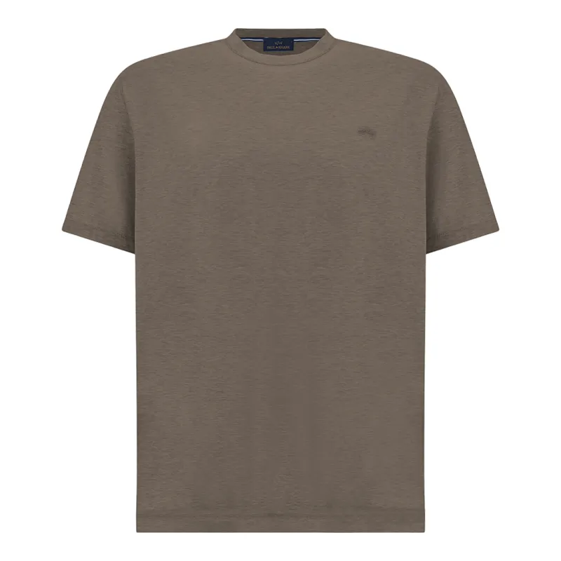 Cotton jersey T-shirt with Shark Fin embroidery, Man, Morel, Size: XL made by Paul & Shark