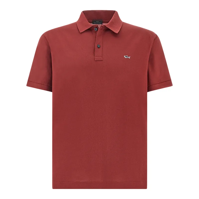 Double Piqué cotton polo shirt with Shark embroidery, Man, Ruby Wine, Size: XL made by Paul & Shark