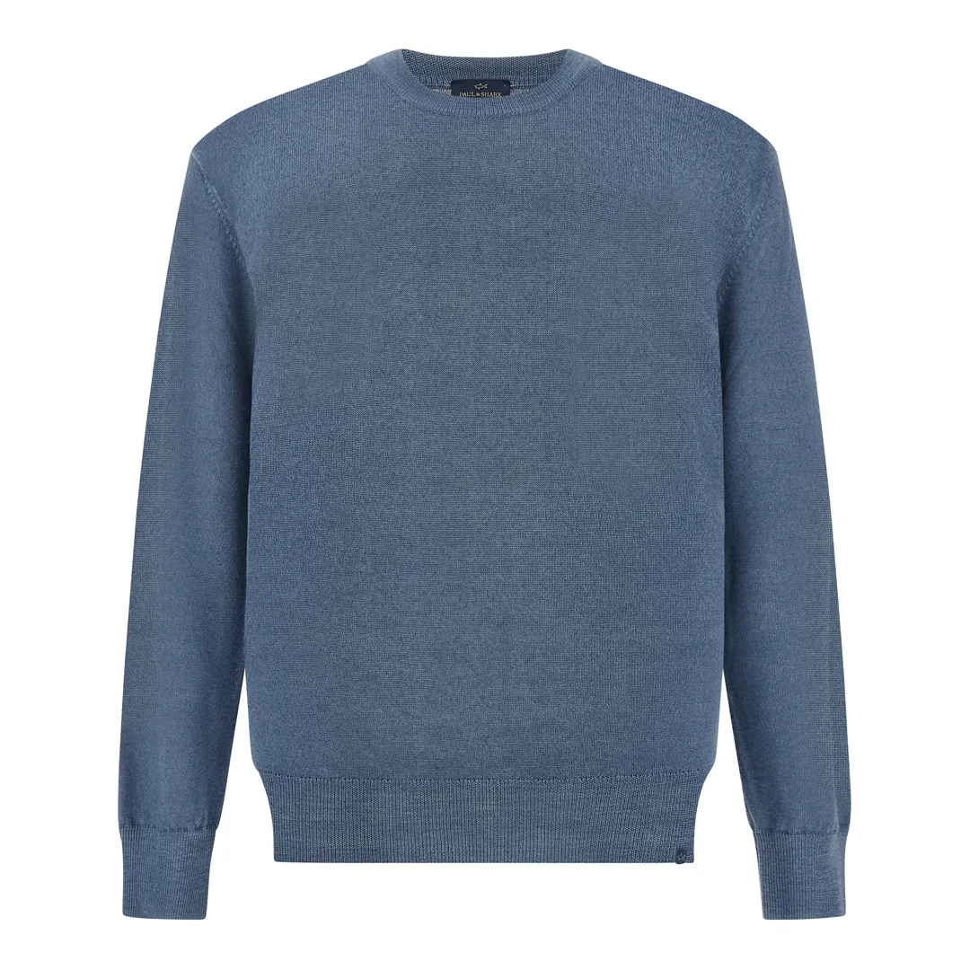 Wool crew‑neck sweater, garment dyed, Man, Tempest, Size: M sold by Paul & Shark
