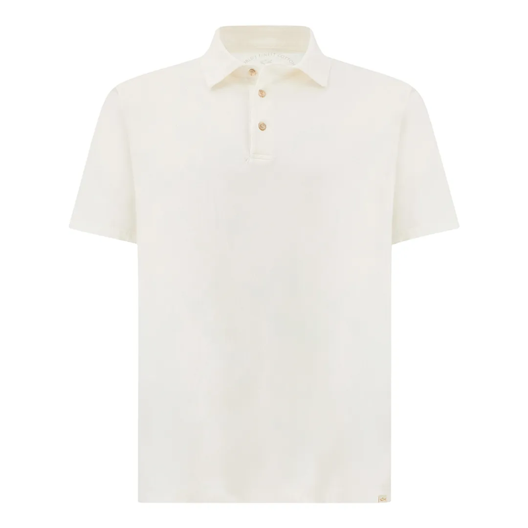 Polo shirt in garment‑dyed Suvin cotton, Man, Blanc De Blanc, Size: 3XL sold by Paul & Shark