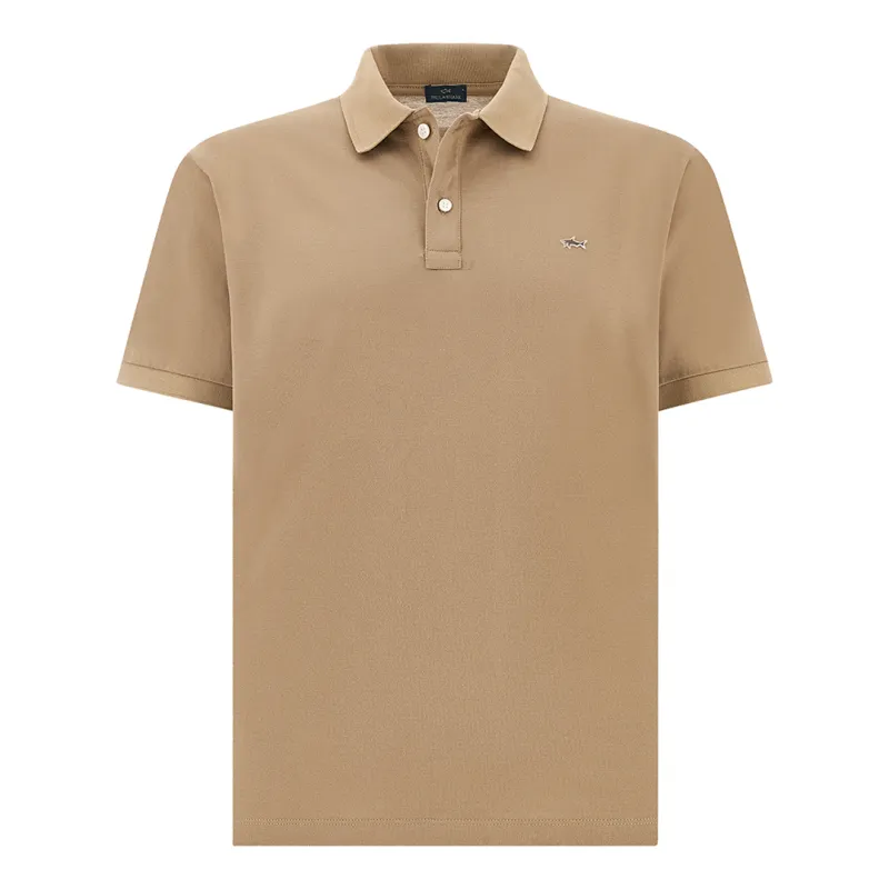Double Piqué cotton polo shirt with Shark embroidery, Man, Vintage Khaki, Size: S made by Paul & Shark