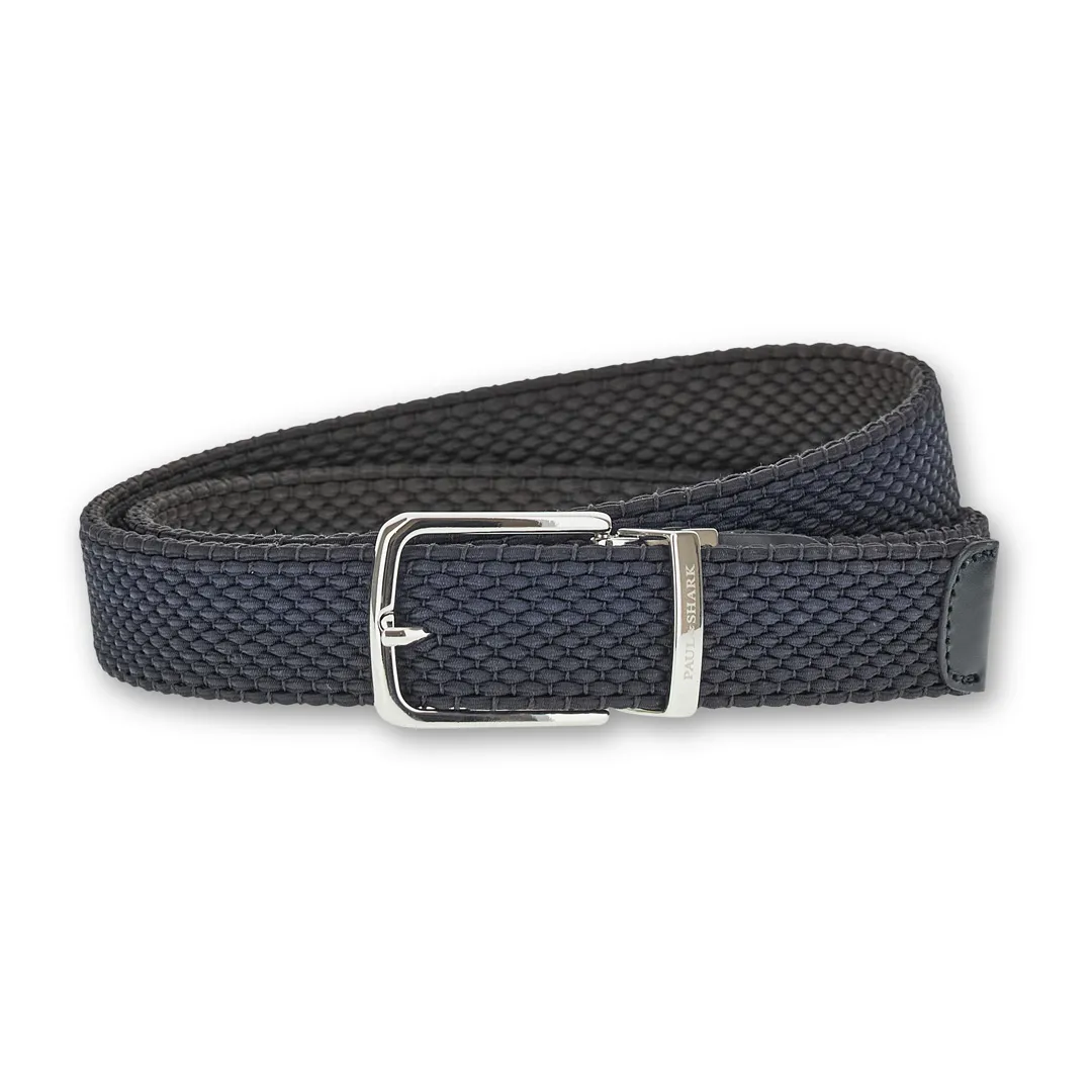 Reversible elastic belt with leather trims, Man, Dama Blue/brown, Size: 120 sold by Paul & Shark