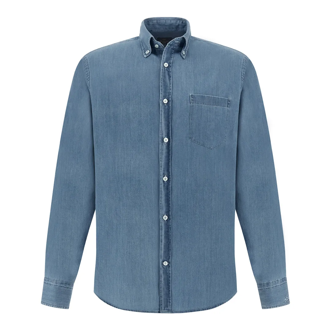 X-Soft Shirt in Giza cotton light denim, Man, Light Blue Jeans, Size: 041 sold by Paul & Shark
