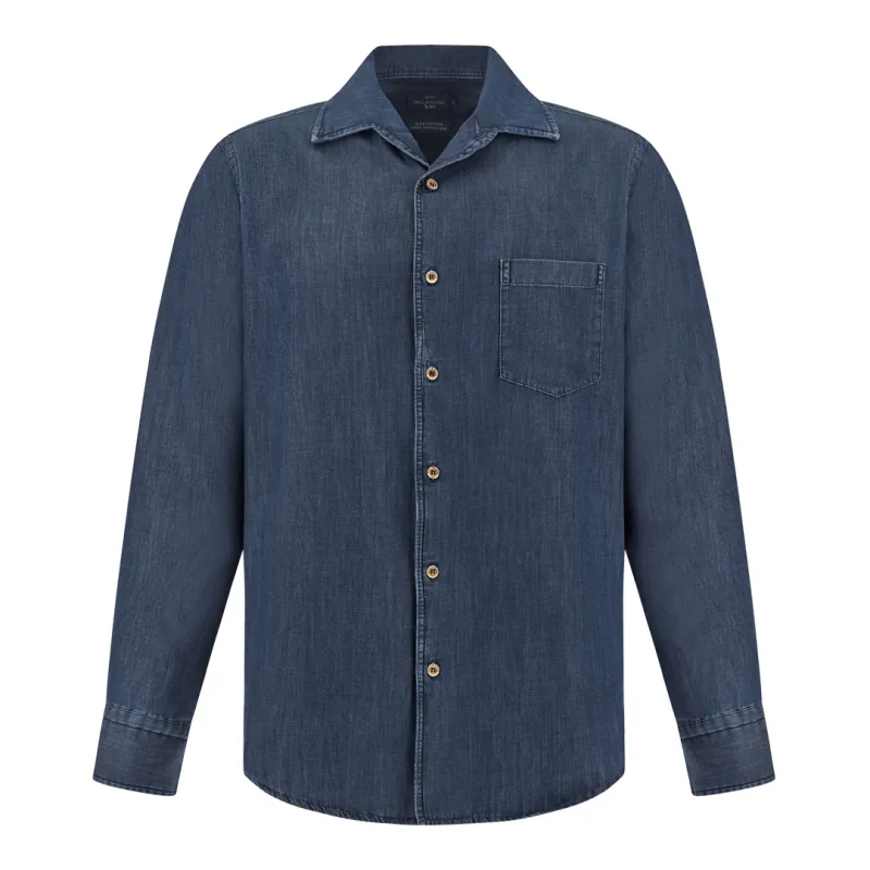 X‑Soft shirt in Giza cotton denim, Man, Dark Blue Jeans, Size: 3XL made by Paul & Shark