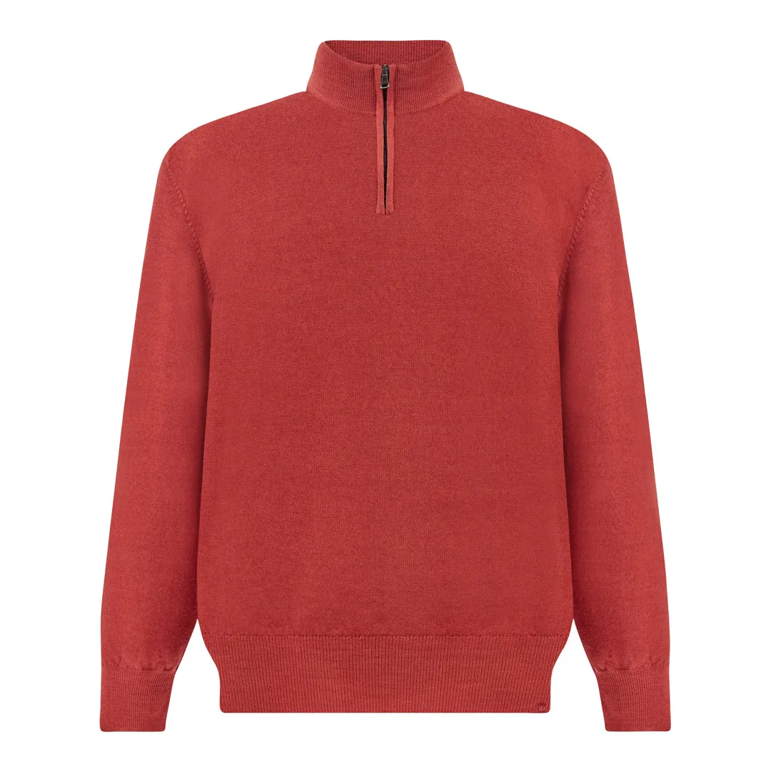 Garment-Dyed Half-Zip Wool Sweater, Man, Rio Red, Size: L sold by Paul & Shark