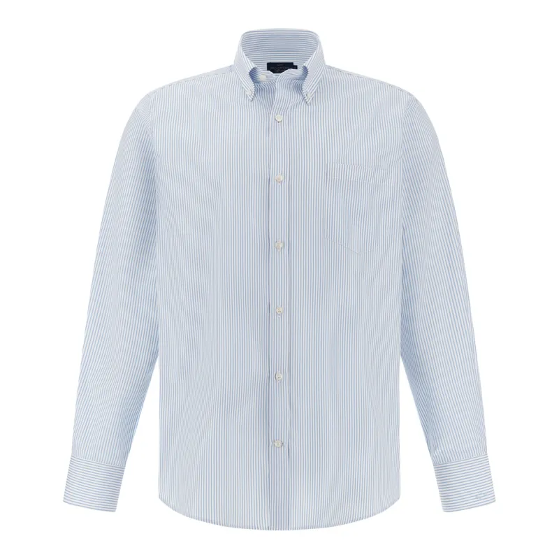 Cotton Poplin Shirt Soffio, Man, Bianco Righe Azzurre, Size: 041 made by Paul & Shark