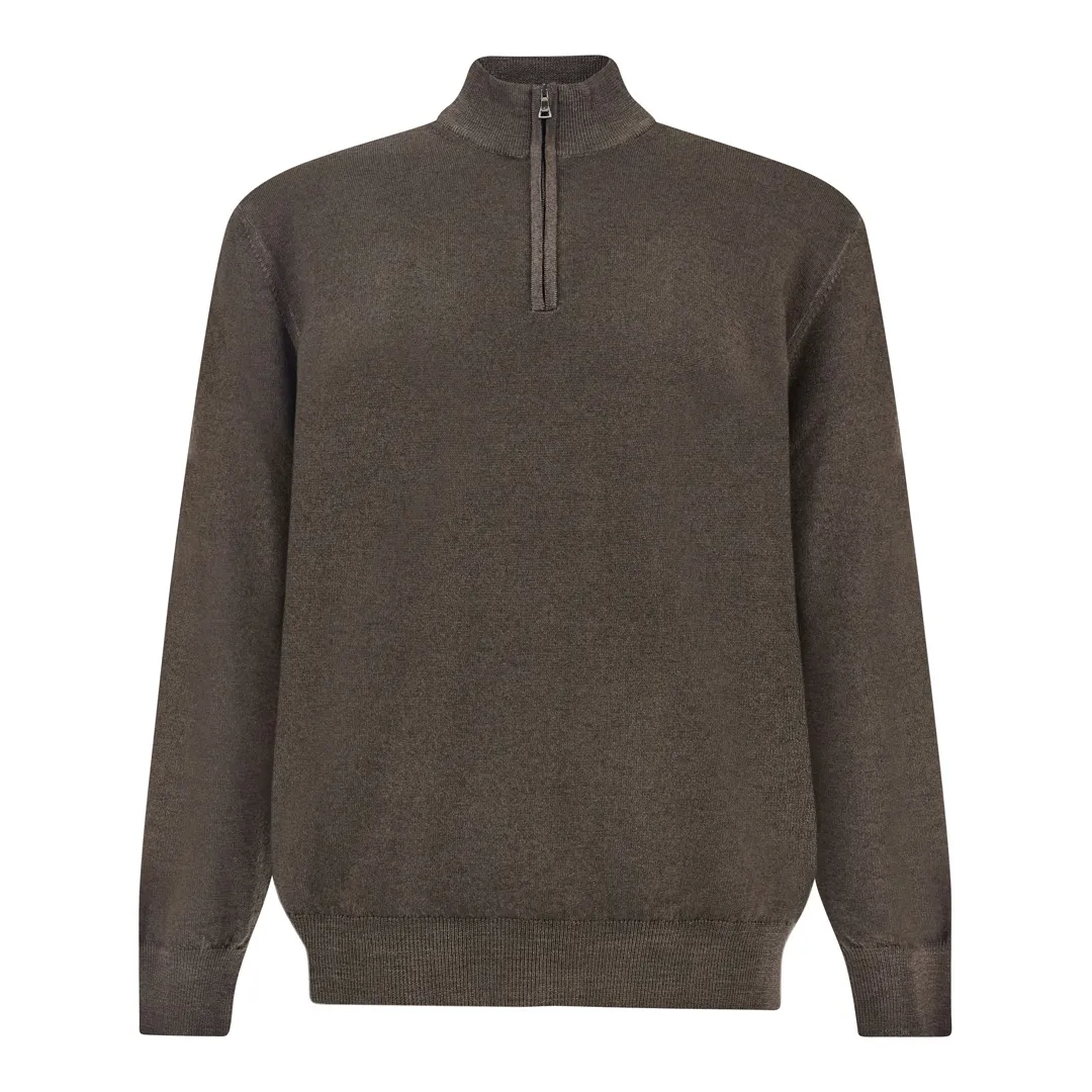 Garment-Dyed Half-Zip Wool Sweater, Man, Chestnut, Size: L sold by Paul & Shark