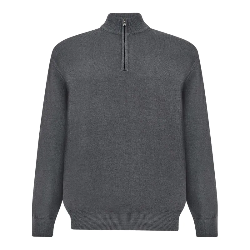 Garment-Dyed Half-Zip Wool Sweater, Man, Dark Grey, Size: XL made by Paul & Shark