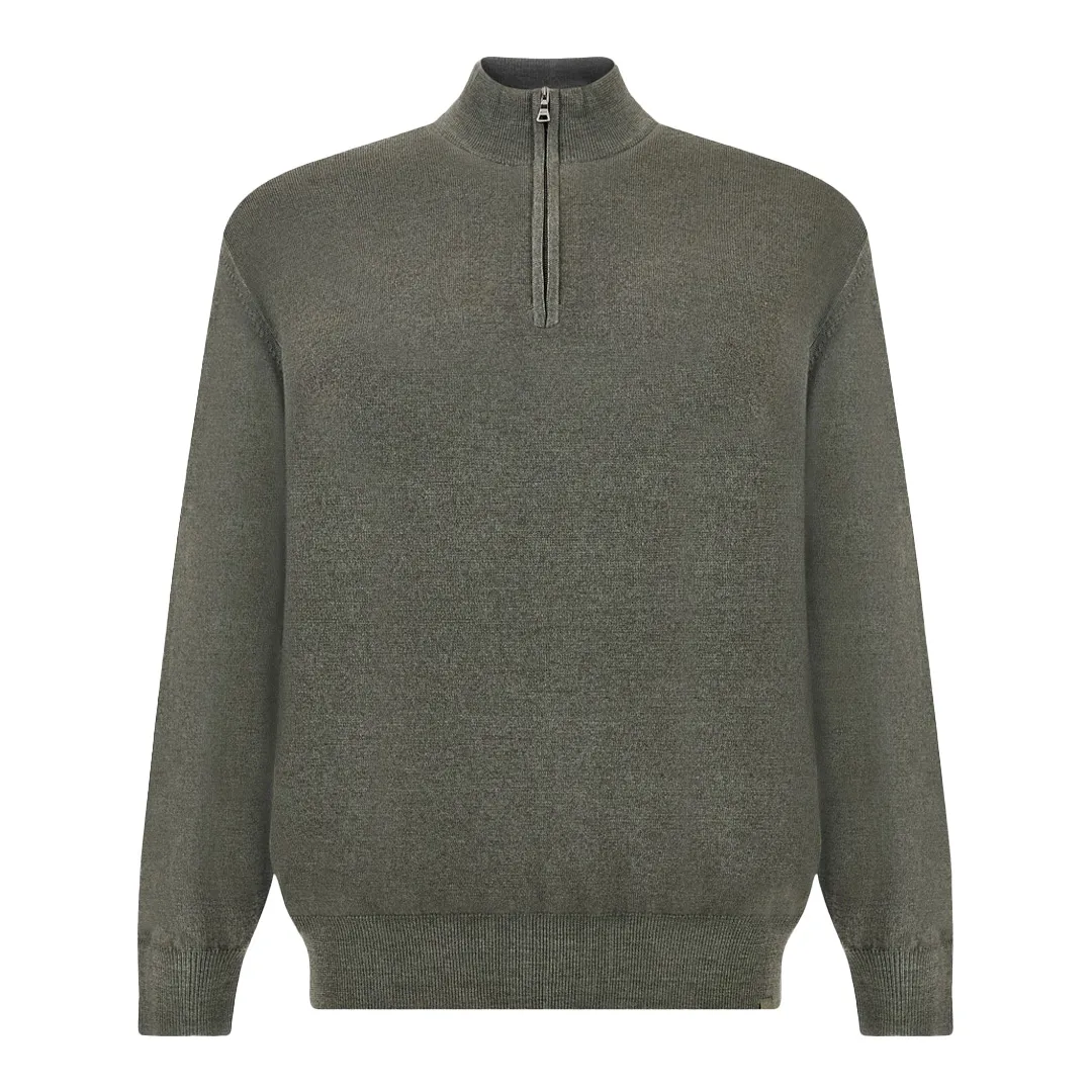 Garment-Dyed Half-Zip Wool Sweater, Man, Army Green, Size: 3XL sold by Paul & Shark