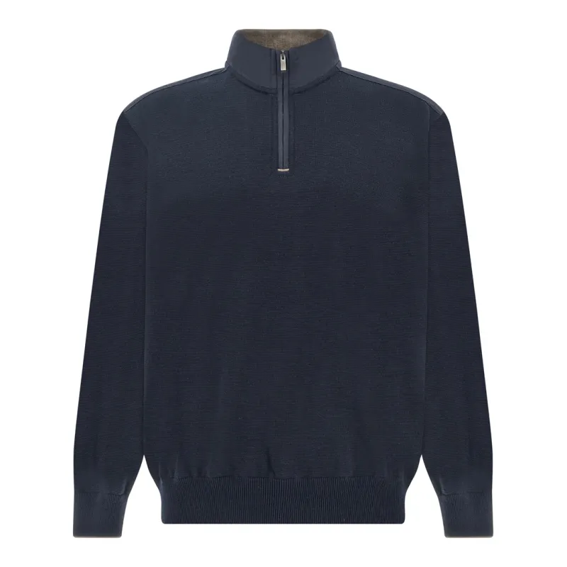 Riviera Metal Shark Fin Merino Extrafine half zip sweater, Man, Dama Blue, Size: 5XL made by Paul & Shark