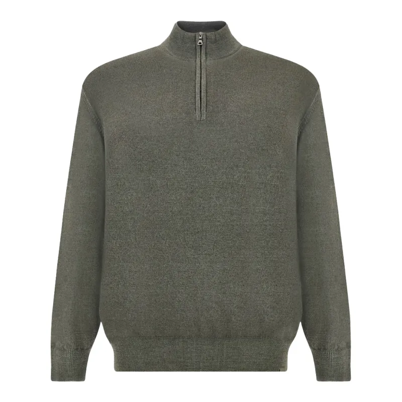 Garment-Dyed Half-Zip Wool Sweater, Man, Army Green, Size: L made by Paul & Shark