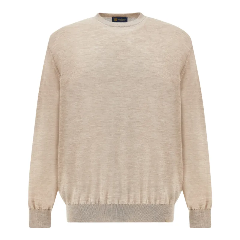 Cashmere and silk crew neck jumper, Man, Almond, Size: 3XL made by Paul & Shark