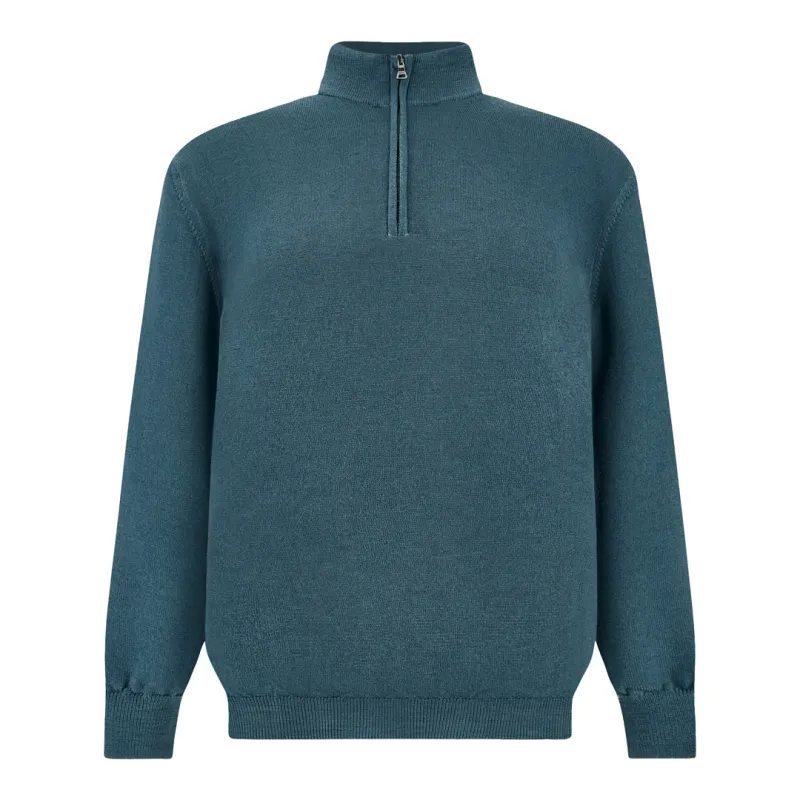 Garment-Dyed Half-Zip Wool Sweater, Man, Legion, Size: XXL made by Paul & Shark