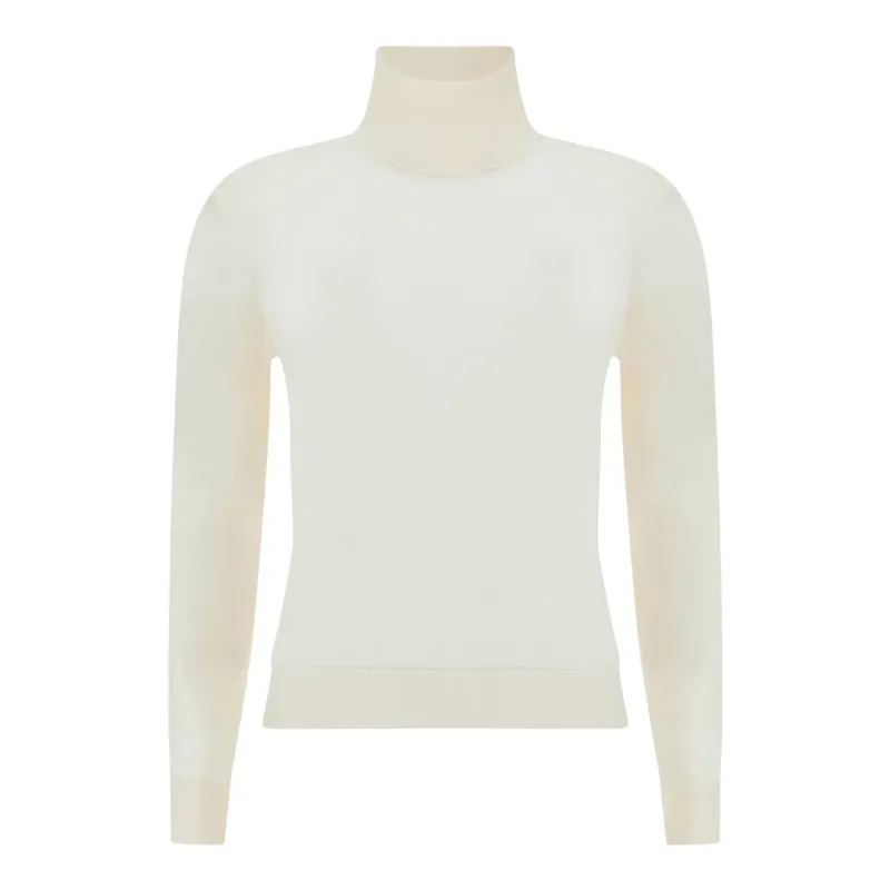 Merino wool turtleneck sweater, Woman, Milk White, Size: XXL made by Paul & Shark