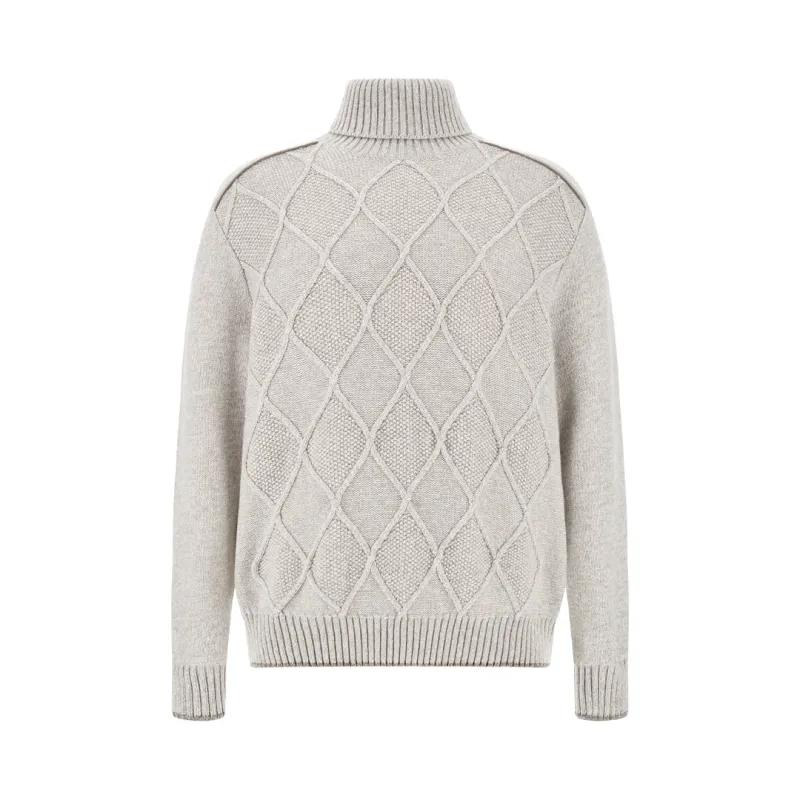 Wool and Cashmere Turtleneck Sweater, Man, Silver Cloud - Paloma, Size: XL made by Paul & Shark