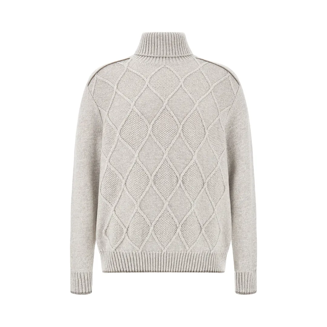 Wool and Cashmere Turtleneck Sweater, Man, Silver Cloud - Paloma, Size: XL sold by Paul & Shark