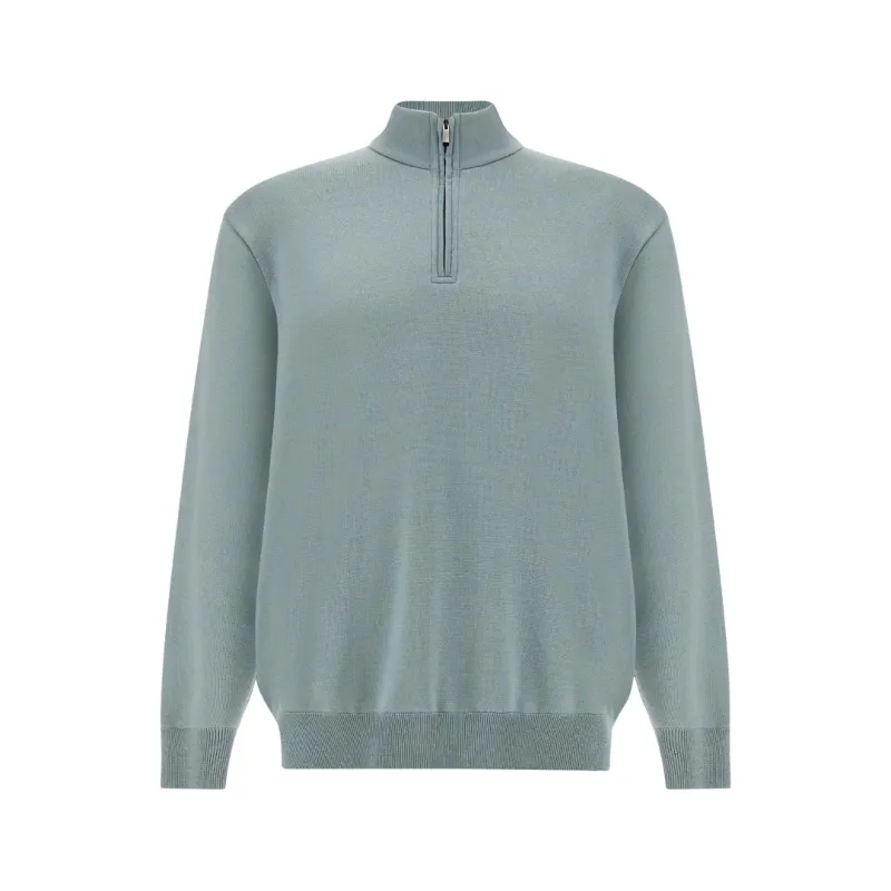 Half-zip sweater in wool and cashmere, Man, Green/green, Size: XXL made by Paul & Shark