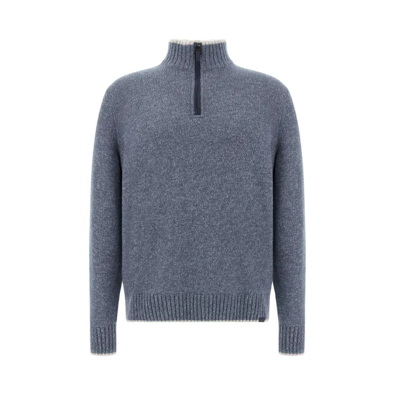 Wool and Cashmere Half-Zip Sweater, Man, Infinity - Skyride, Size: L made by Paul & Shark