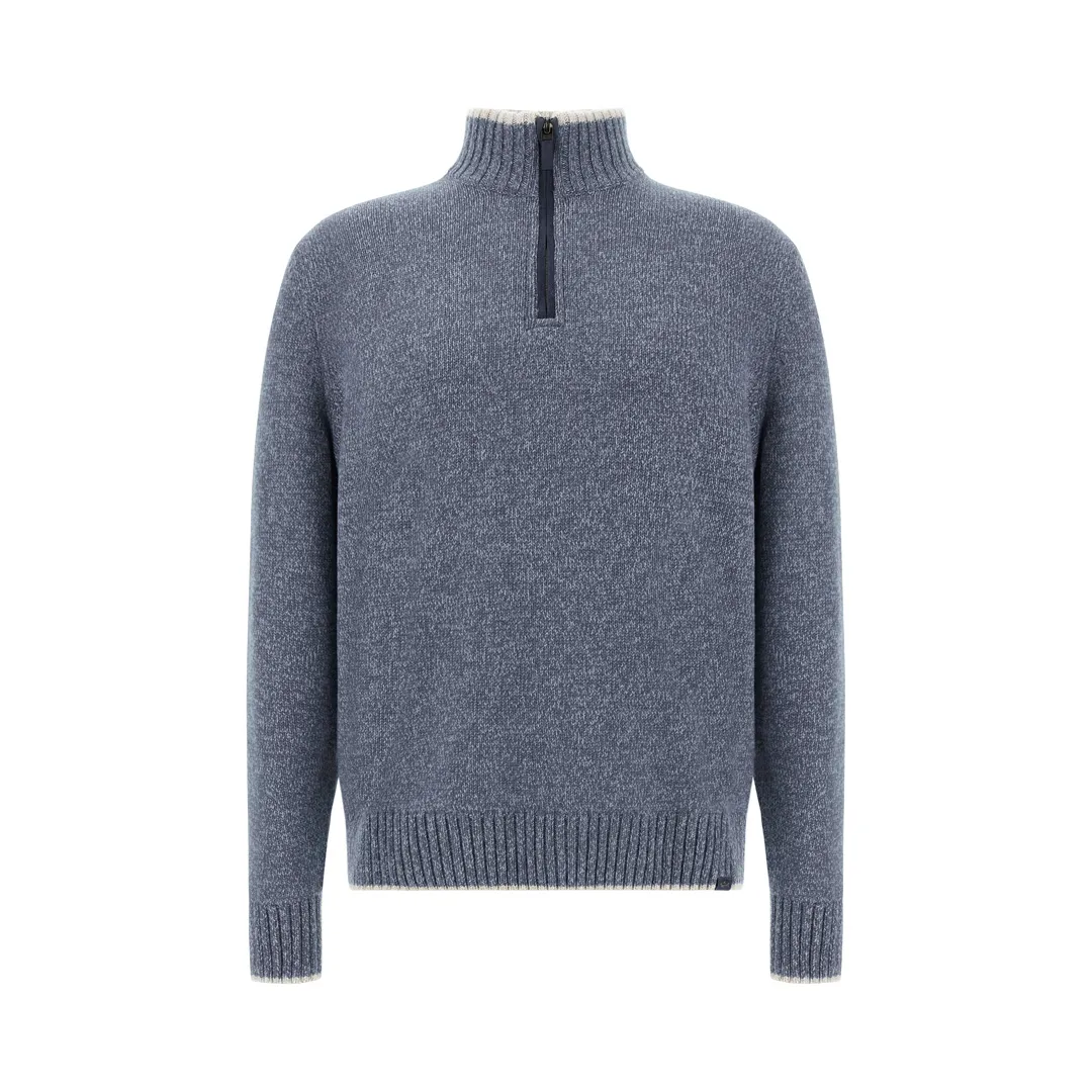 Wool and Cashmere Half-Zip Sweater, Man, Infinity - Skyride, Size: L sold by Paul & Shark