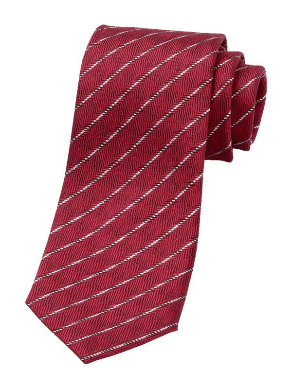 Stripe Woven Silk Blend Tie - Red sold by Paul Fredrick