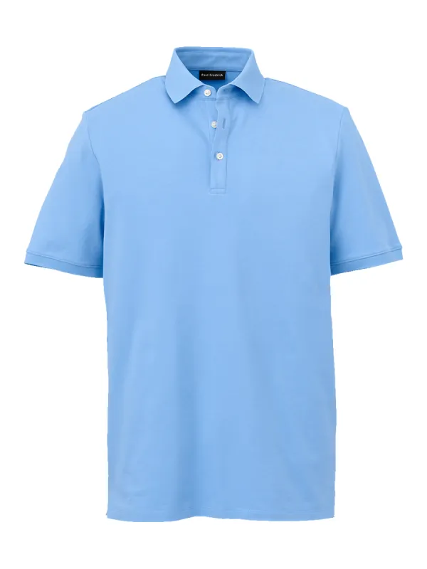 Cotton Blend Three Button Polo - Blue sold by Paul Fredrick