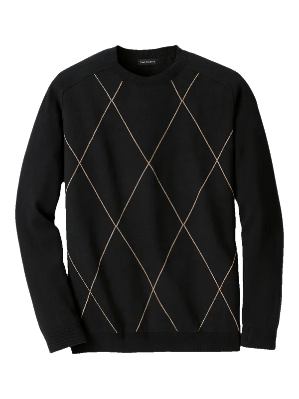 Cotton Crew Neck Sweater - Black sold by Paul Fredrick