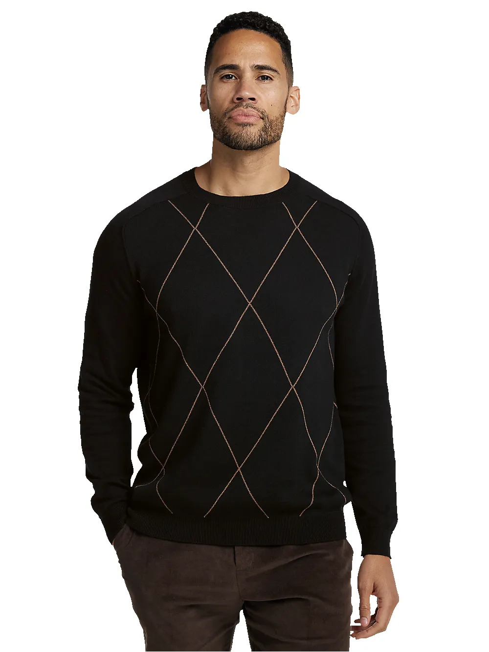 Cotton Crew Neck Sweater - Black sold by Paul Fredrick product image thumbnail 2