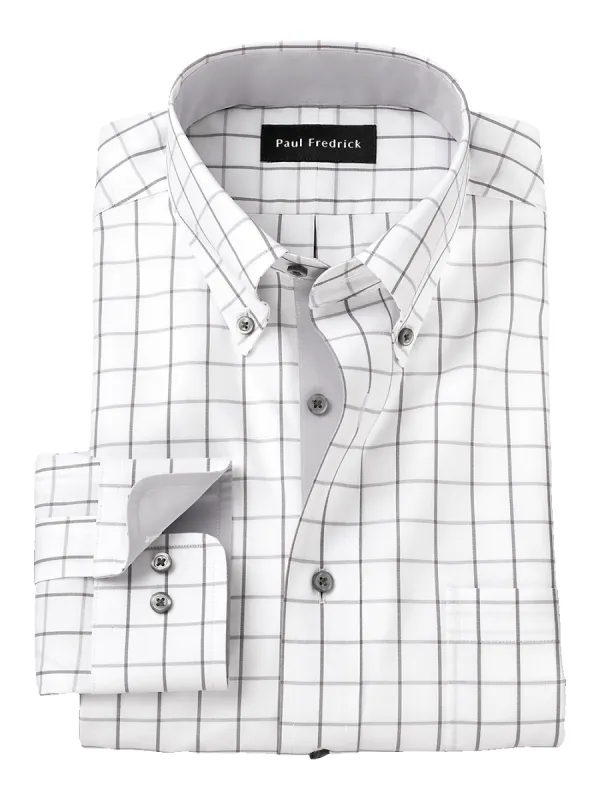 Comfort Stretch Non-Iron Check Dress Shirt With Contrast Trim - Grey sold by Paul Fredrick