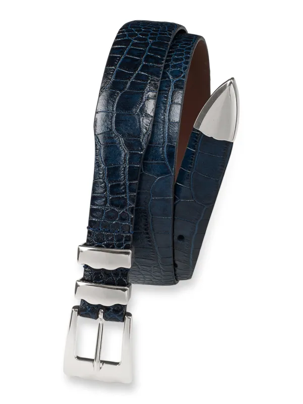 Crocodile Embossed With Metal Keeper & Tip Belt sold by Paul Fredrick
