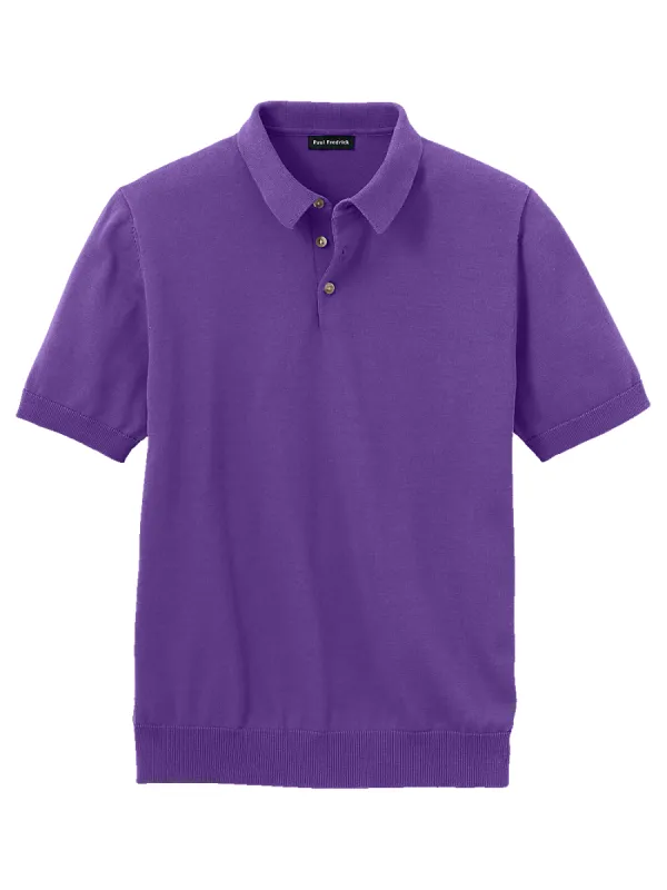 Supima Cotton Three Button Polo - Purple sold by Paul Fredrick