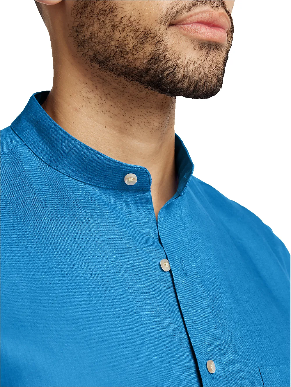 Linen Solid Casual Shirt - Dark Blue sold by Paul Fredrick product image thumbnail 3