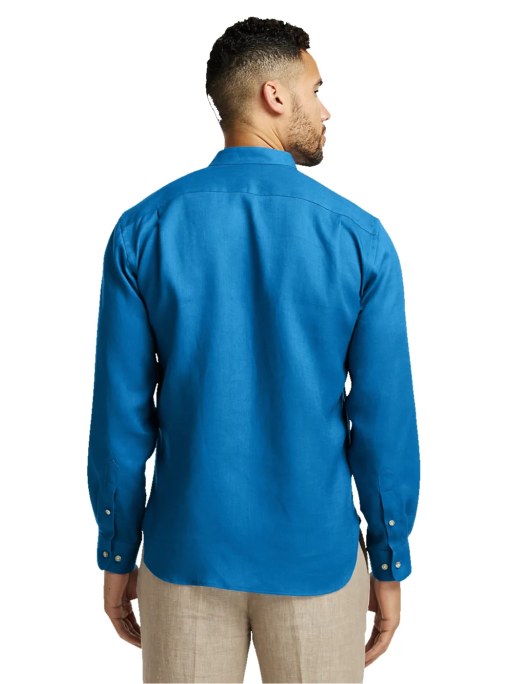 Linen Solid Casual Shirt - Dark Blue sold by Paul Fredrick product image thumbnail 5