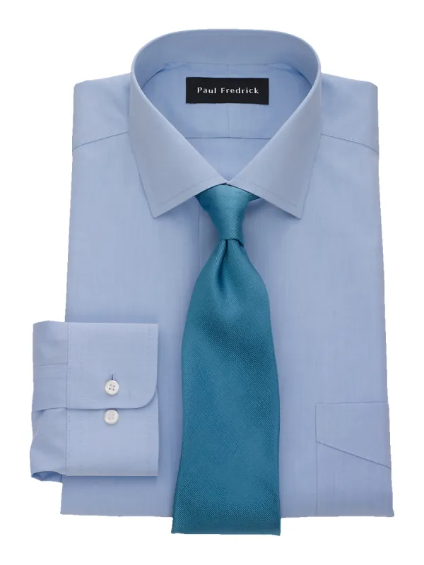 Non-Iron Cotton Broadcloth Solid Color Spread Collar Dress Shirt - Blue sold by Paul Fredrick