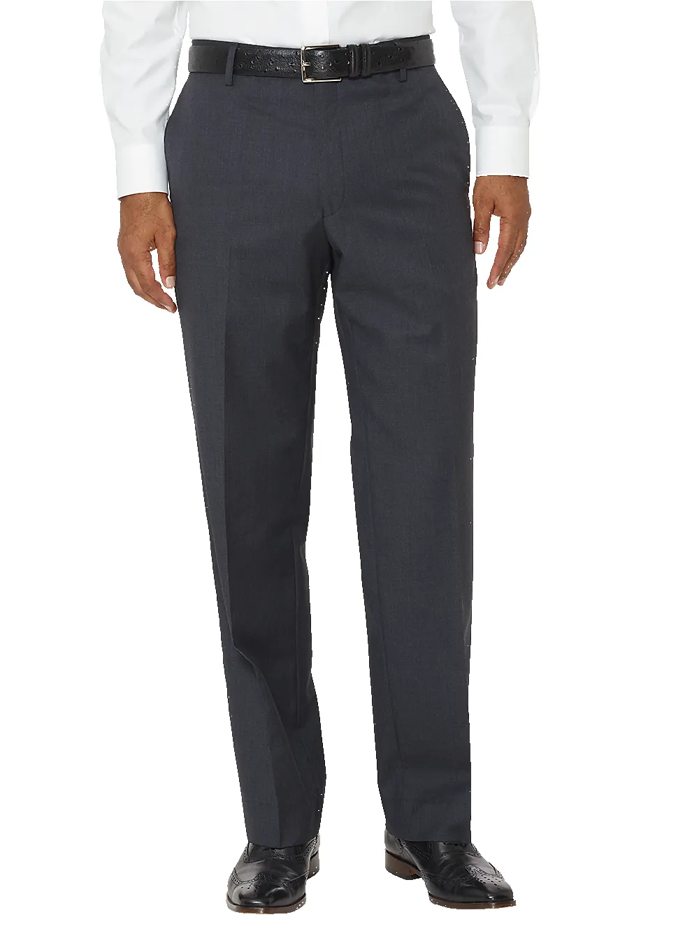 Tailored Fit Wool Gabardine Flat Front Pant - Charcoal sold by Paul Fredrick