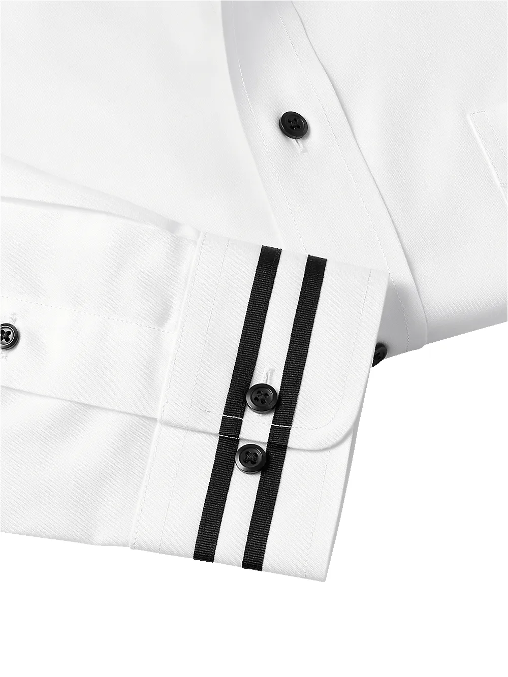 Non-Iron Cotton Solid Dress Shirt With Contrast Trim - White sold by Paul Fredrick product image thumbnail 4