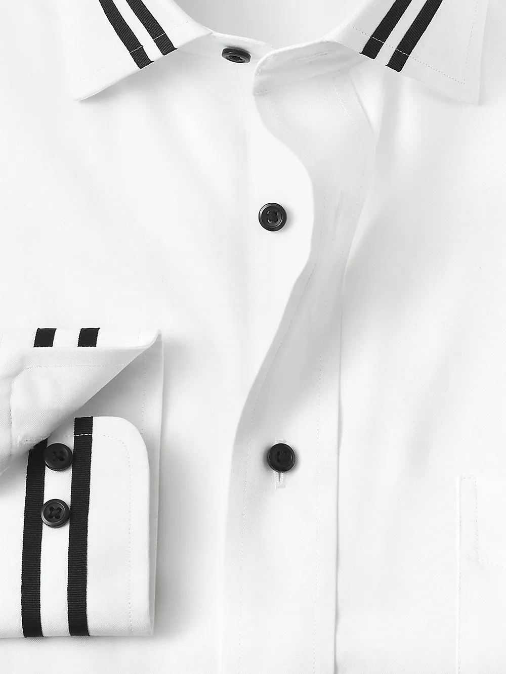 Non-Iron Cotton Solid Dress Shirt With Contrast Trim - White sold by Paul Fredrick product image thumbnail 2