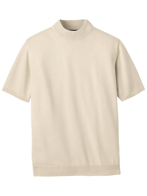 Cotton Mock Neck Sweater - Light Tan sold by Paul Fredrick