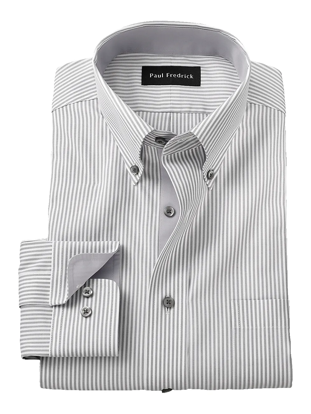 Comfort Stretch Non-Iron Stripe Dress Shirt With Contrast Trim - Grey sold by Paul Fredrick