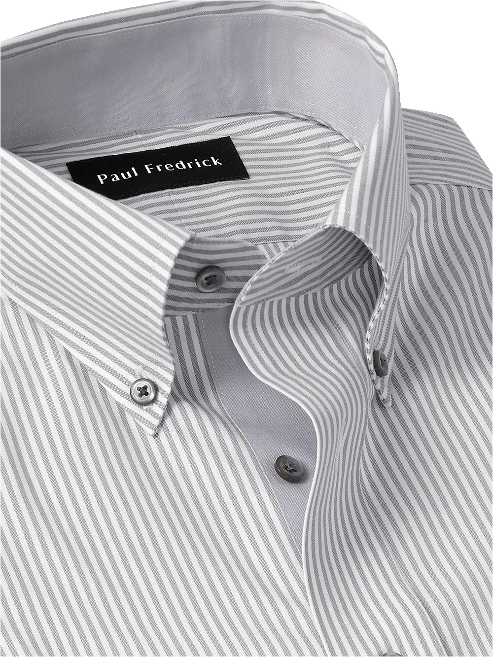 Comfort Stretch Non-Iron Stripe Dress Shirt With Contrast Trim - Grey sold by Paul Fredrick product image thumbnail 3