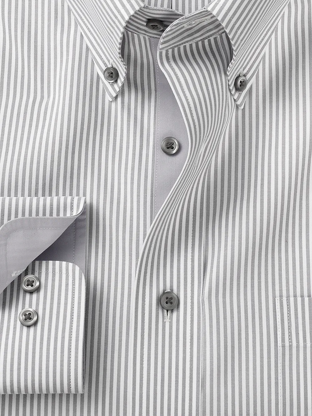 Comfort Stretch Non-Iron Stripe Dress Shirt With Contrast Trim - Grey sold by Paul Fredrick product image thumbnail 2